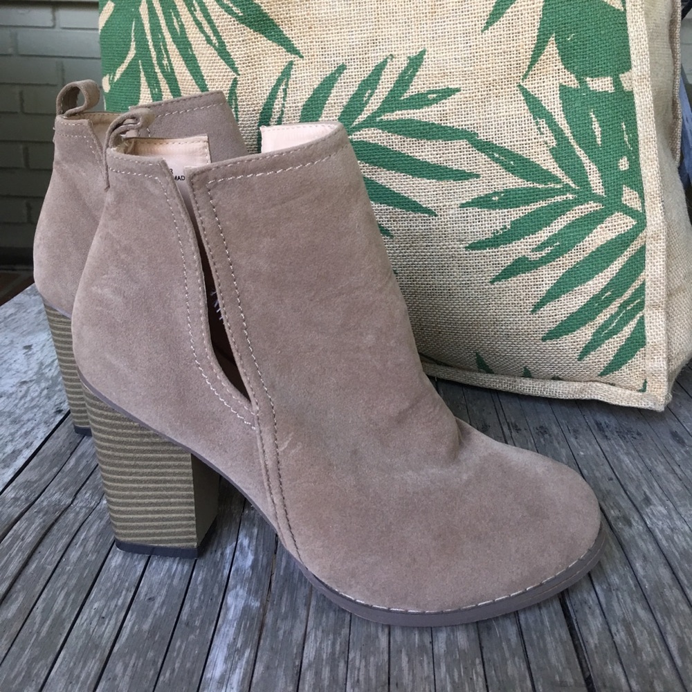 Nude suede booties